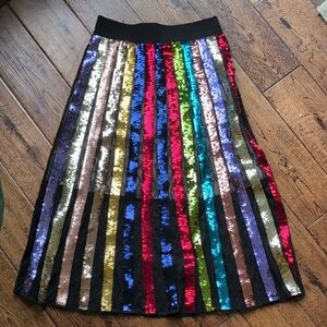 Alice + Olivia Multicolor Sequin A-Line Skirt